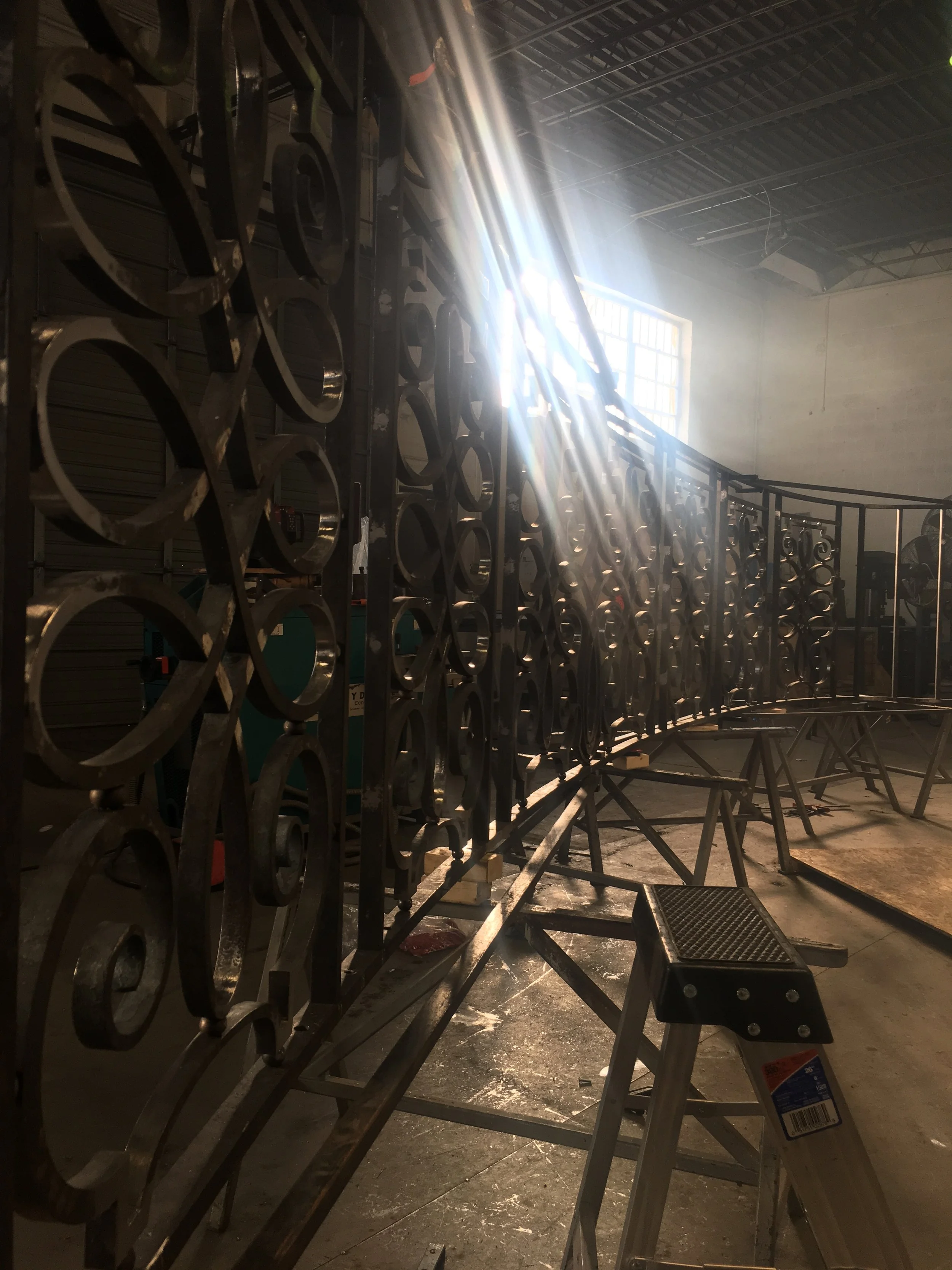 220 Central Park South - $2 Million Stair and rail - Forged and fabricated 2-story stair and rail WIP. NYC