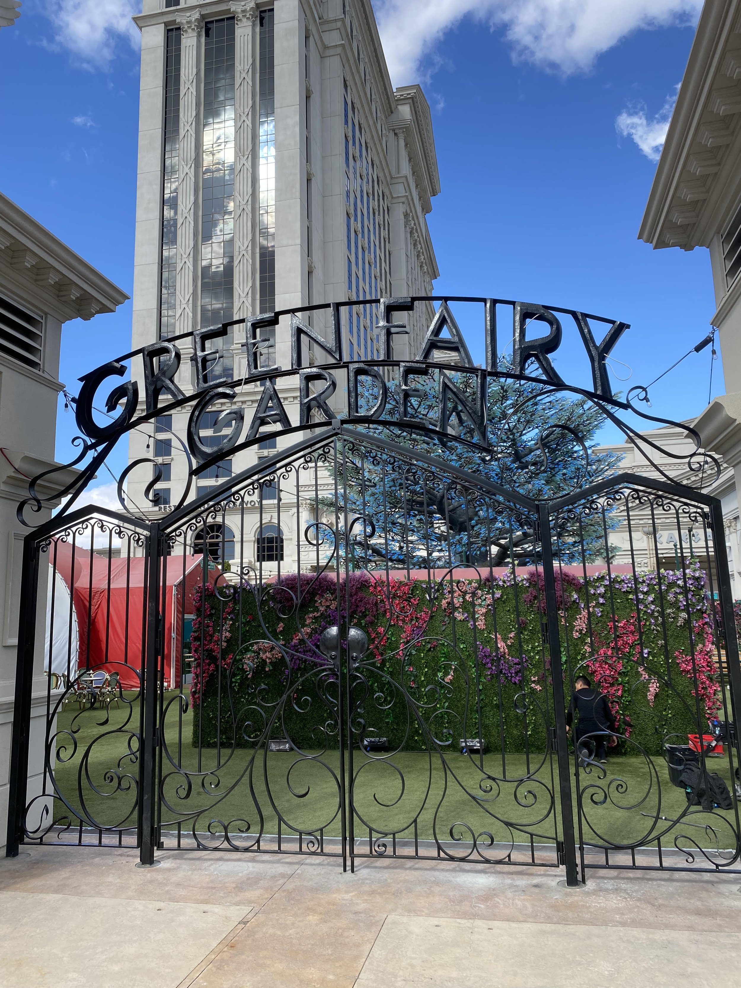 Green Fairy Garden Gate - Forged and fabricated gate outside the show Absinthe on Caesar's property. LV
