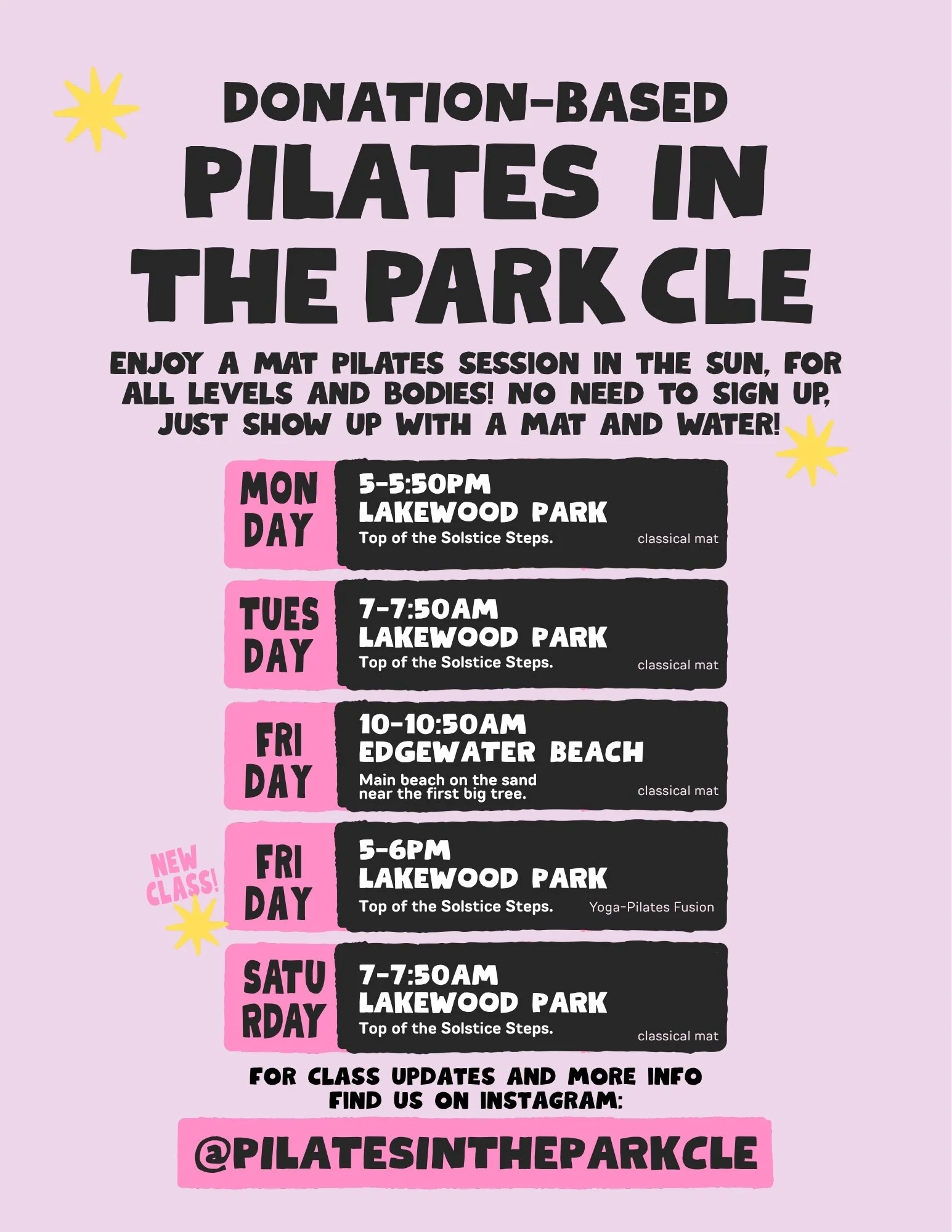 Donation-Based Outdoor Pilates Event