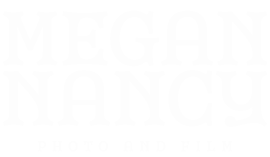 Logo for Megan Nancy Photo and Film with the name in large stylized white letters on a black background.