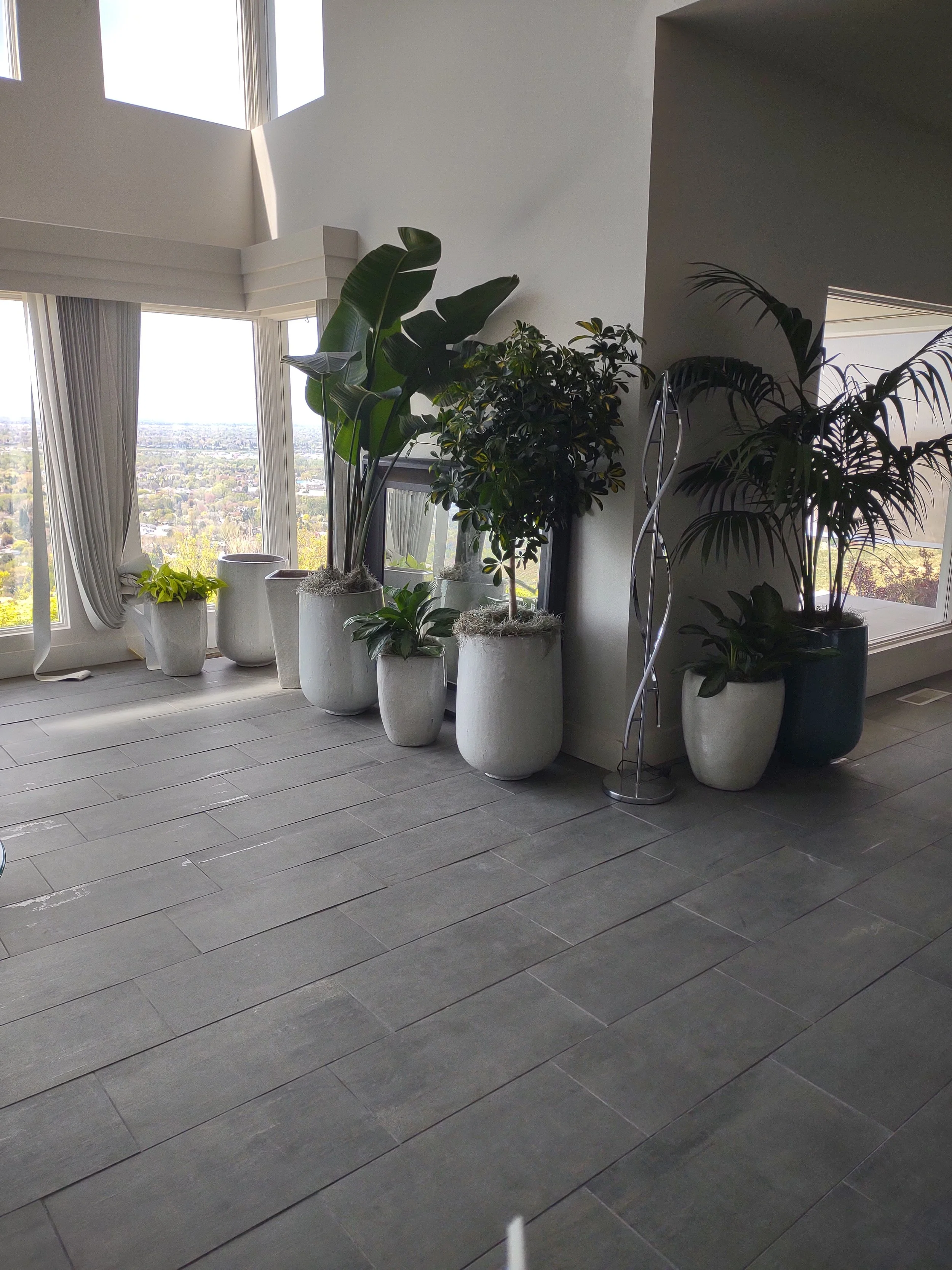 Before view of an interior space prior to plant styling, Quail Ridge project.