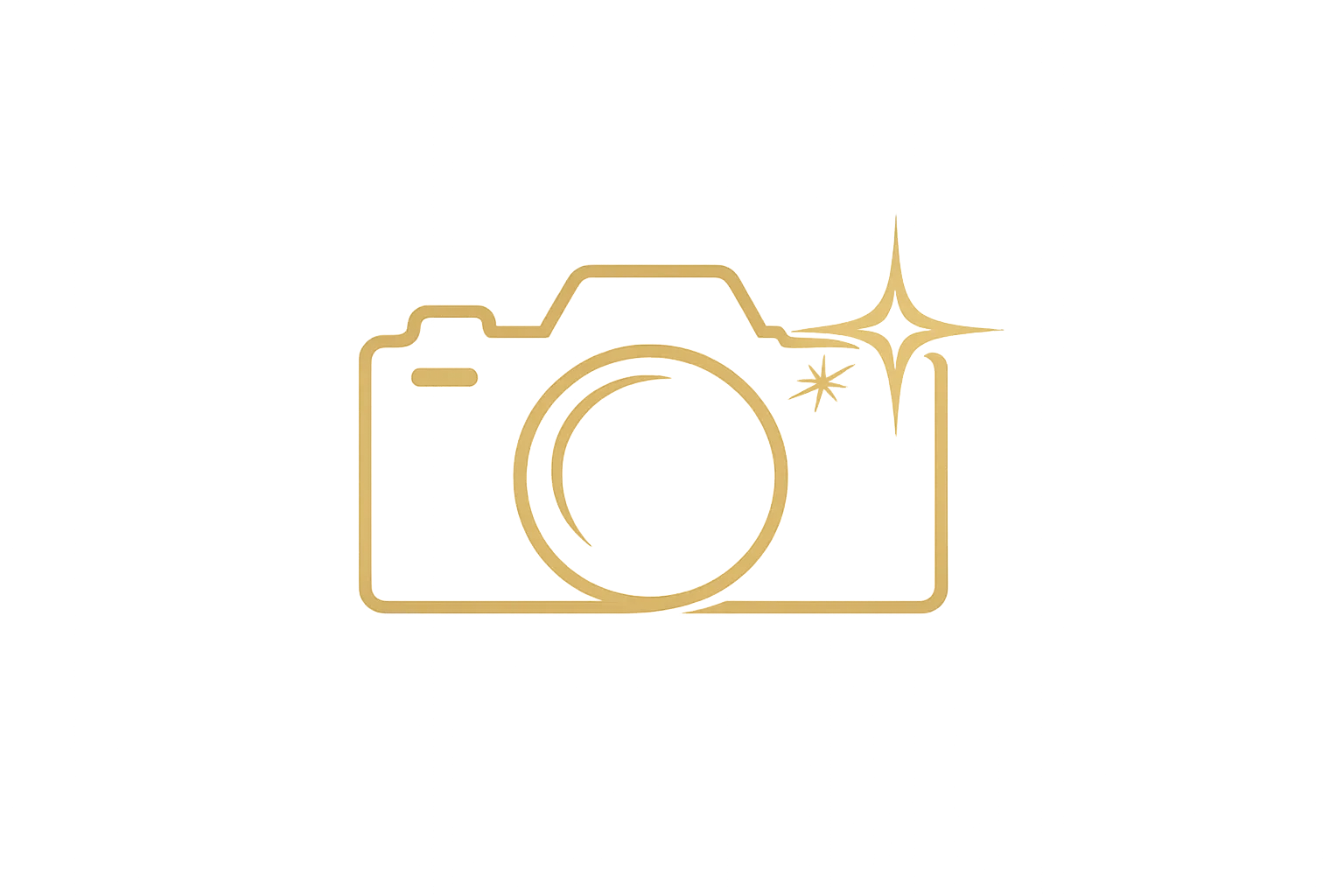 Glitched image of a camera icon with a glow and star-like sparkle