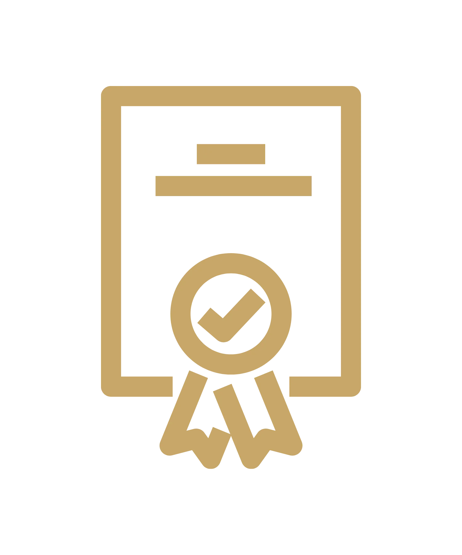 Icon of an award certificate with a checkmark badge.