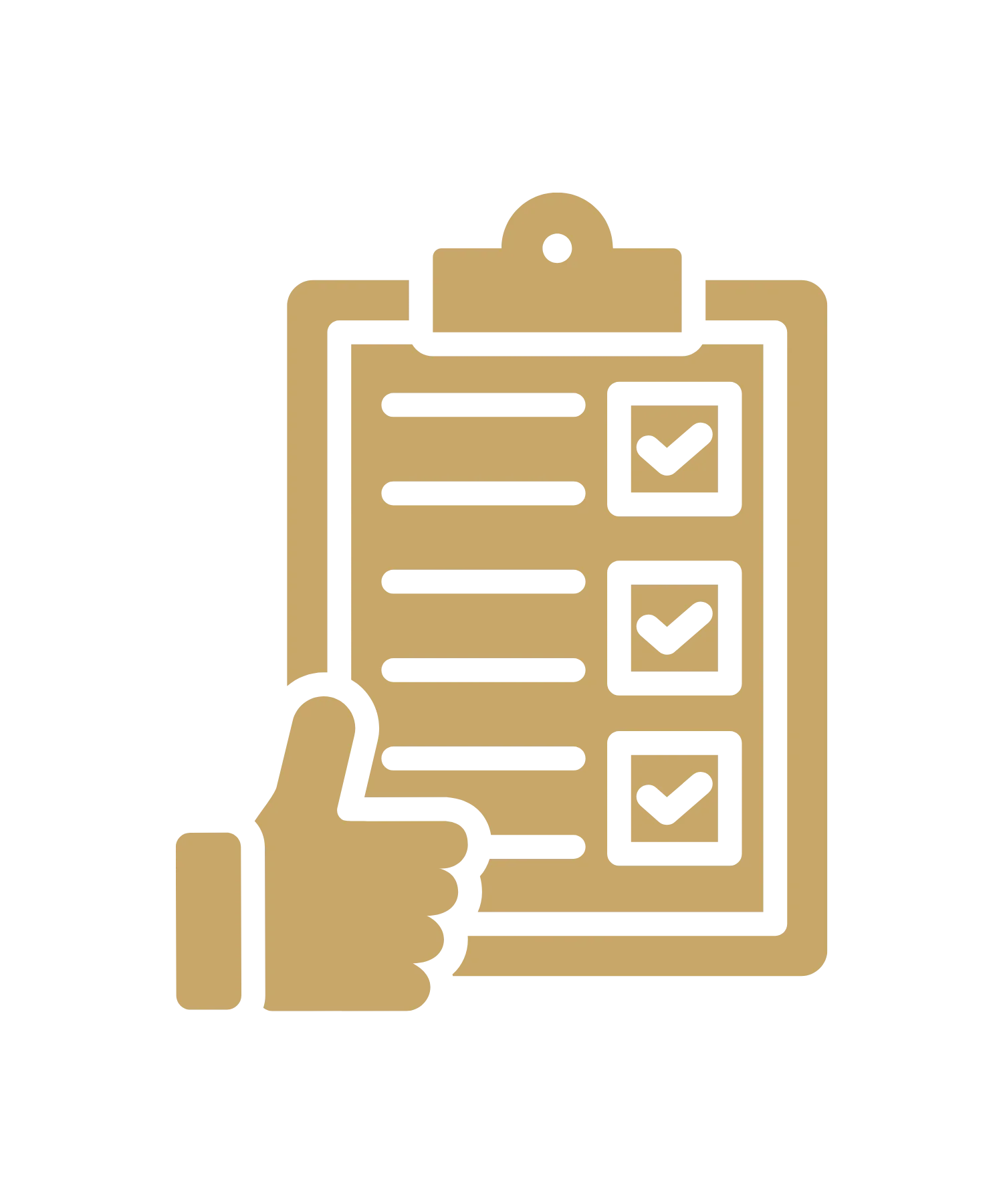 Illustration of a hand giving a thumbs up in front of a clipboard with a checklist and three checkmarks.