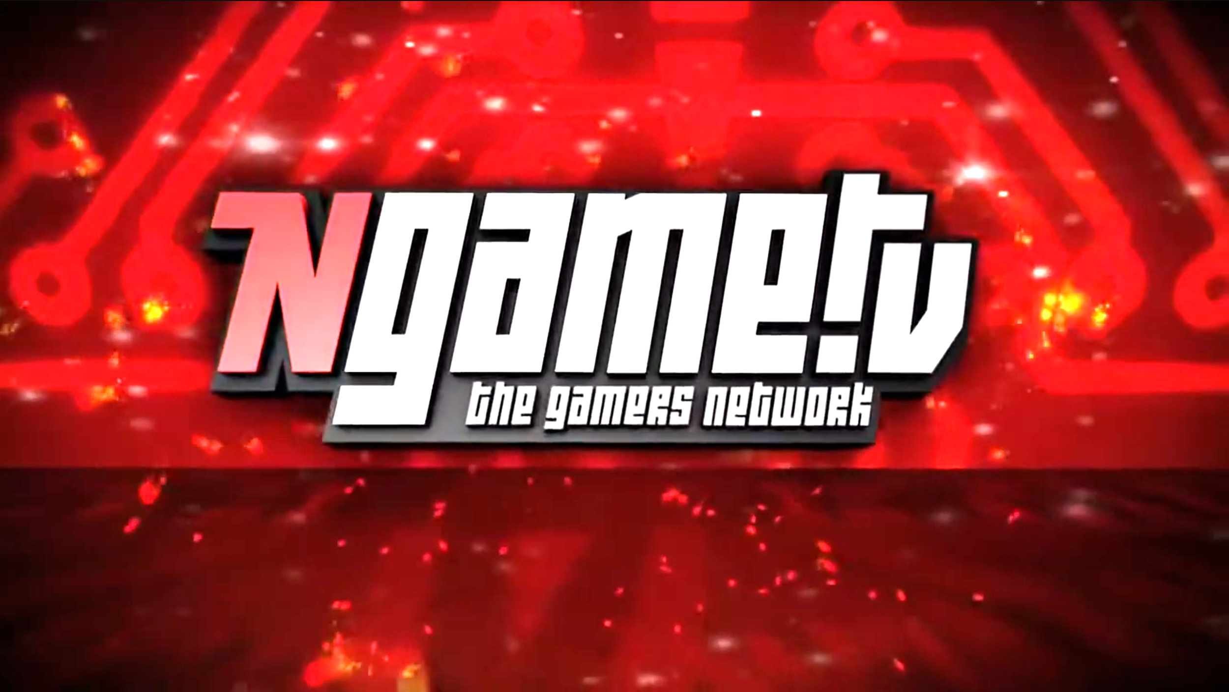 Logo of GG.net, the gamers network, with red circuit board design in the background