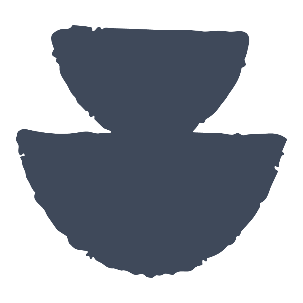 Silhouette of an open shell with a smaller shell inside it, both in dark gray against a black background.