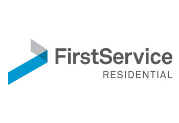 FirstService Residential logo with black and blue geometric design