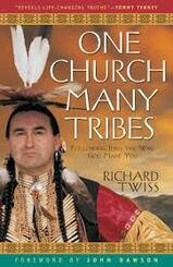 Book cover titled 'One Church Many Tribes' by Richard Twiss, featuring a man in traditional Native American attire.