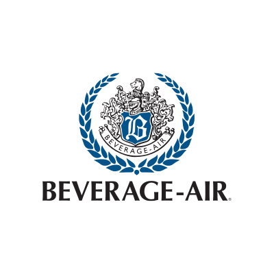Beverage-Air logo with a crest, blue laurel wreath, and a stylized 'B' in the center.