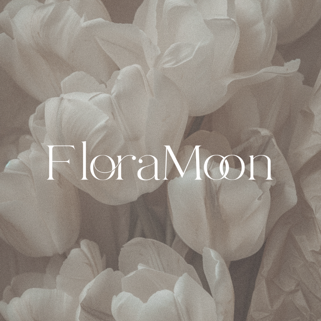 Flowers with the text 'FloraMoon' overlayed in the center.