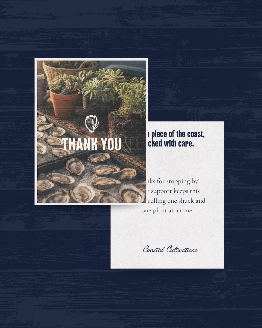 Thank you card from Coastal Cultivations brand identity