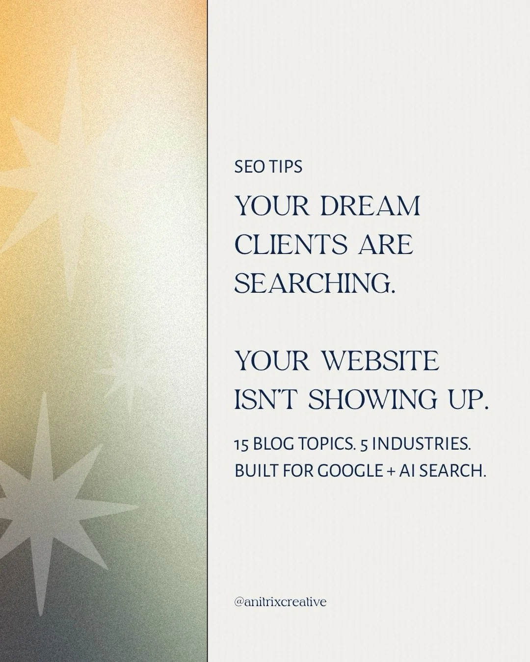 Most service based founders skip blogging because they don&rsquo;t know what to write. So they stay invisible on Google while their competitors quietly show up in search. 😭

These 15 blog topics across 5 industries are what your ideal clients are al