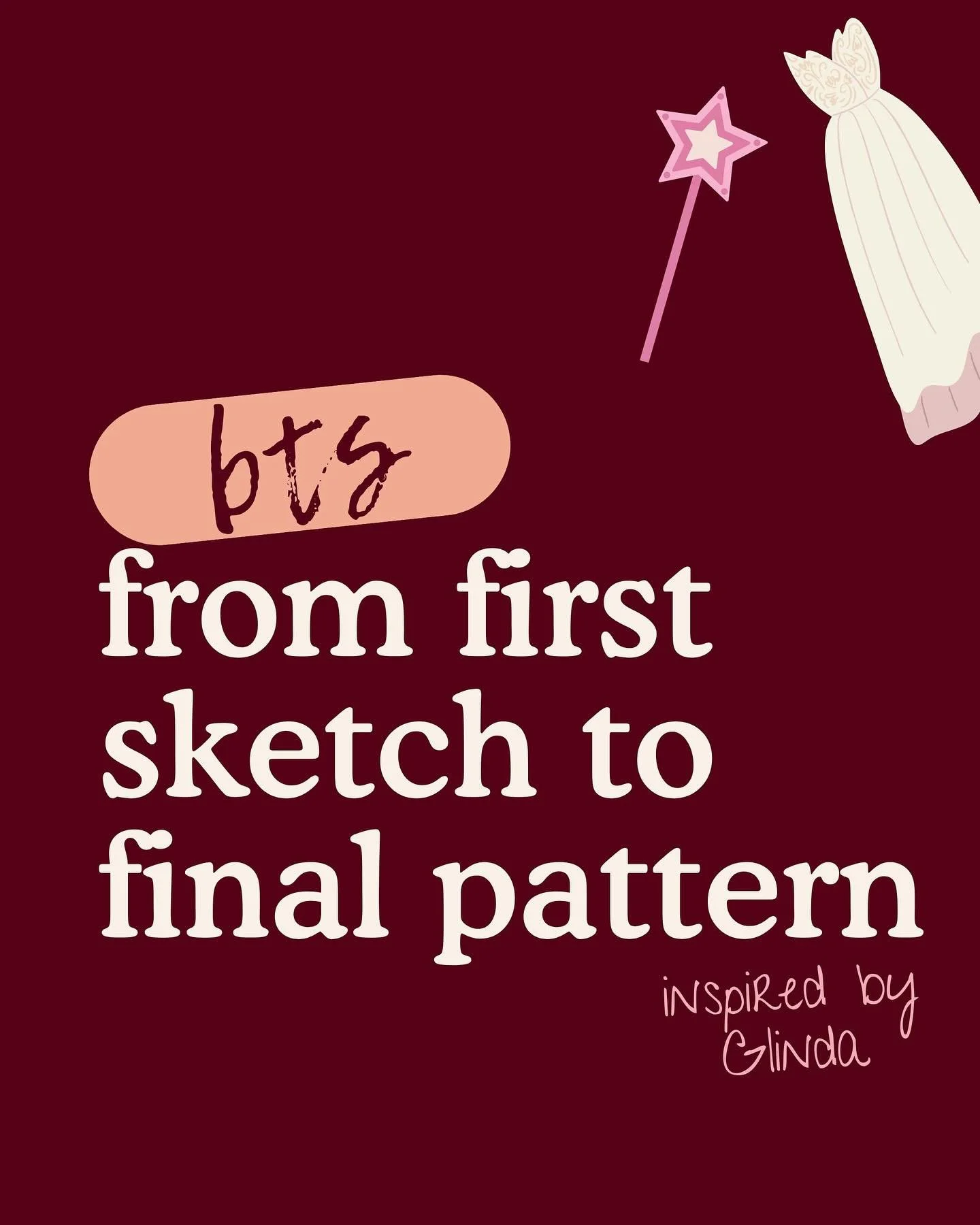 ✨From first sketch to final pattern: A Glinda the Good Witch inspired design! 💖

This was my very first pattern design, and it was inspired by the one and only Glinda, right on time for the Wicked: For Good movie.

I sketched, colored, and made it s