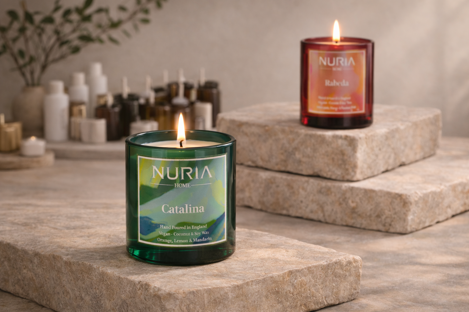 Luxury candles on natural stone slabs.png