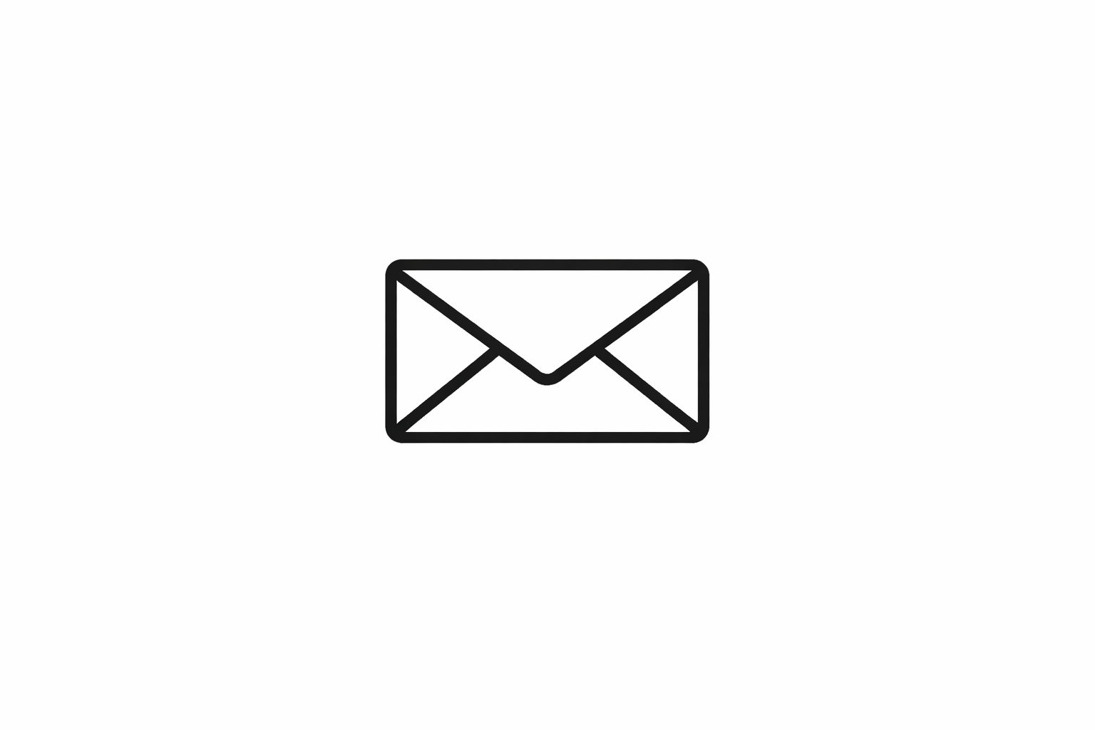 Een zwarte en witte lijntekening van een envelop, symbool voor e-mail of bericht.