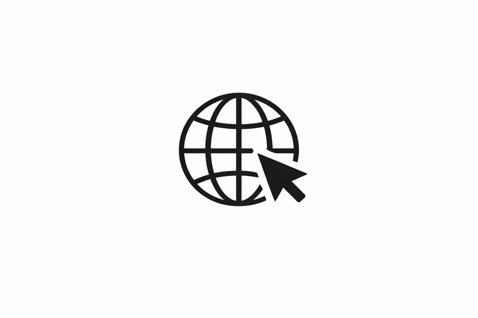 Globale internet-symbool met een cursor die erop wijst.