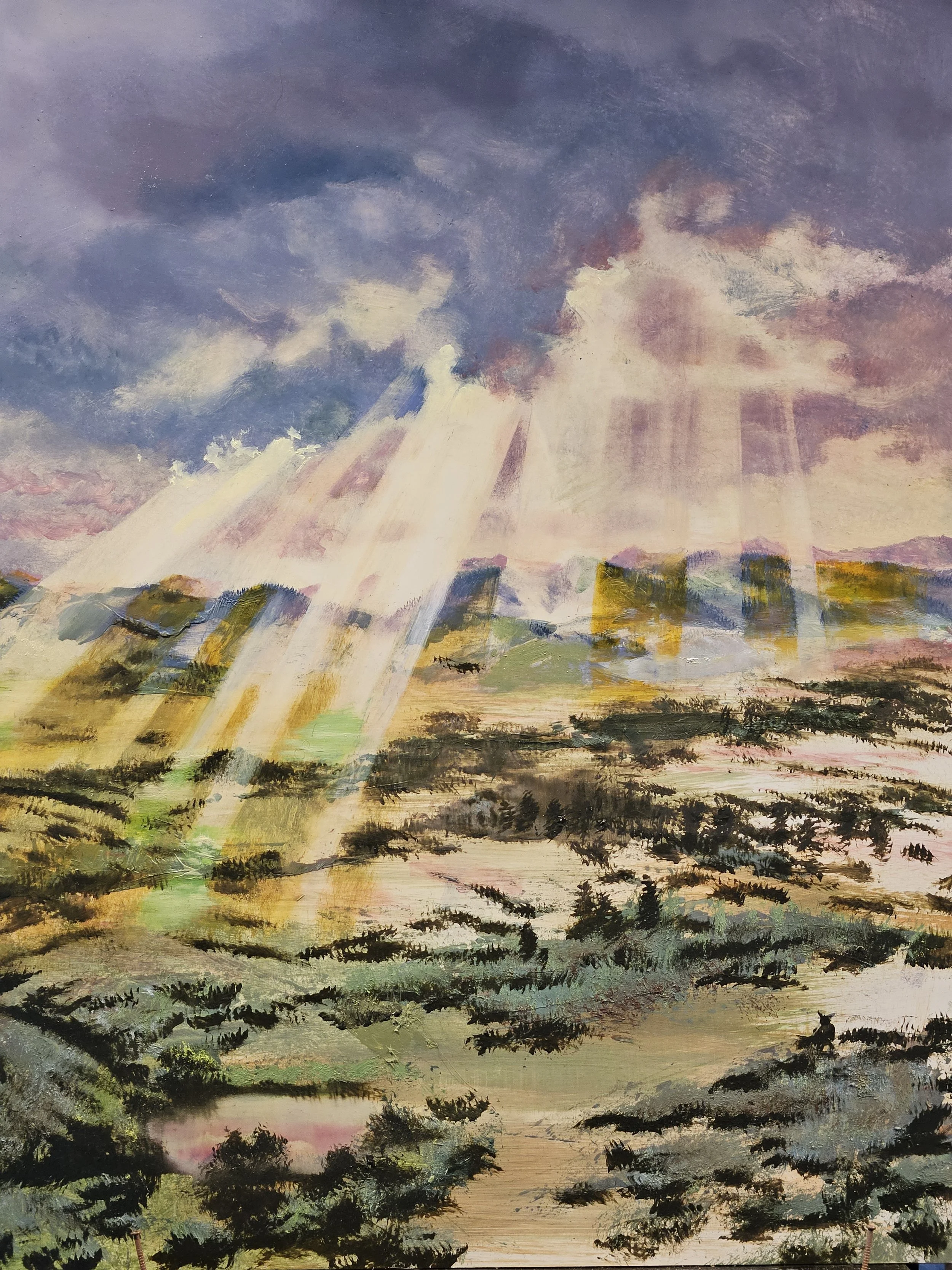 Castle View Sunbeams - Oil on panel (sold)