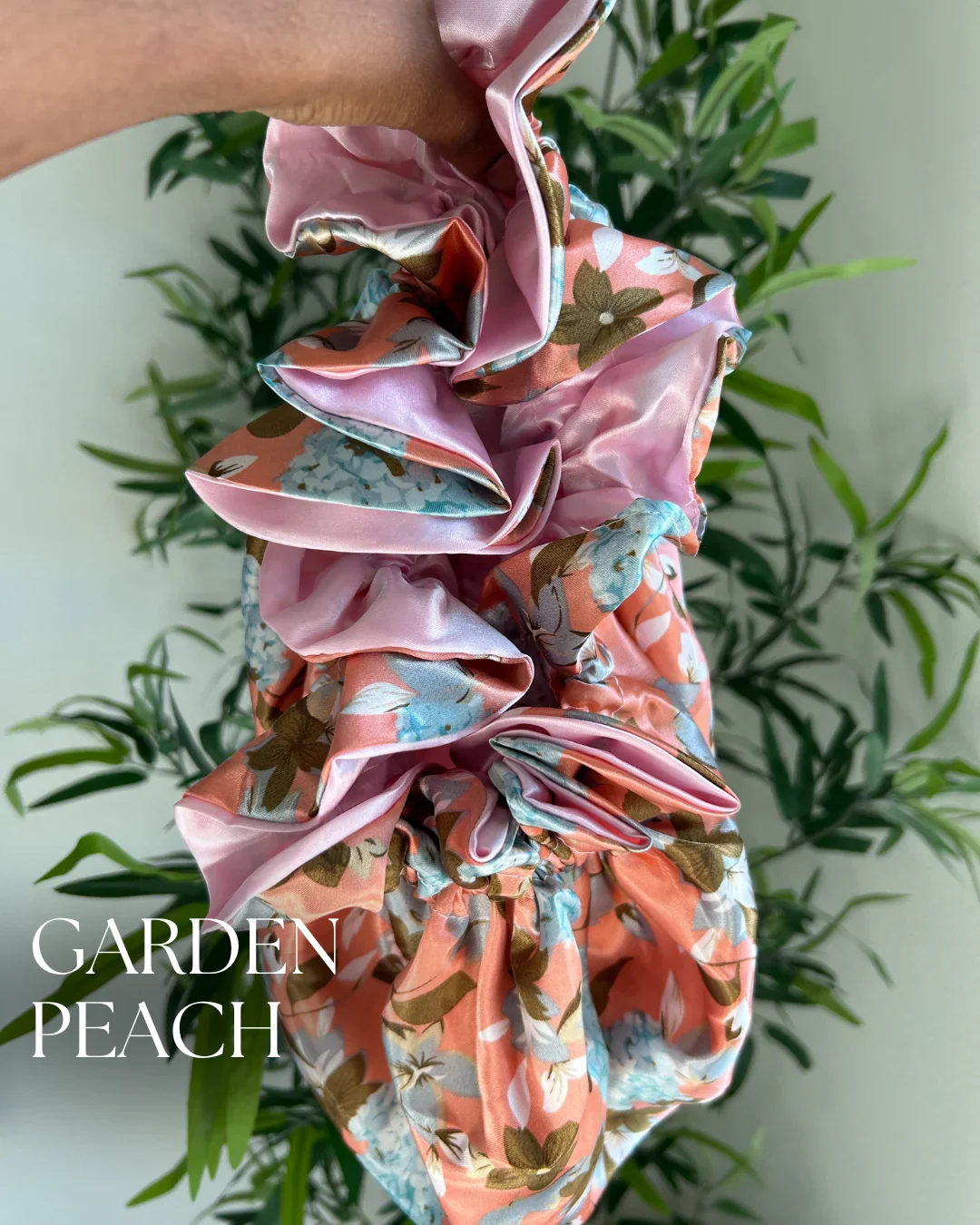 StayOn Satin Bonnet Garden Peach