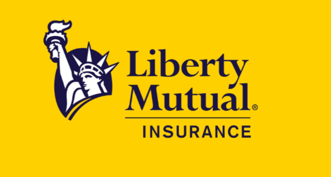 Liberty Mutual Insurance logo with a yellow background and a graphic of the Statue of Liberty holding a torch.