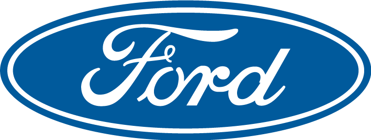 Ford logo in blue oval with white script.