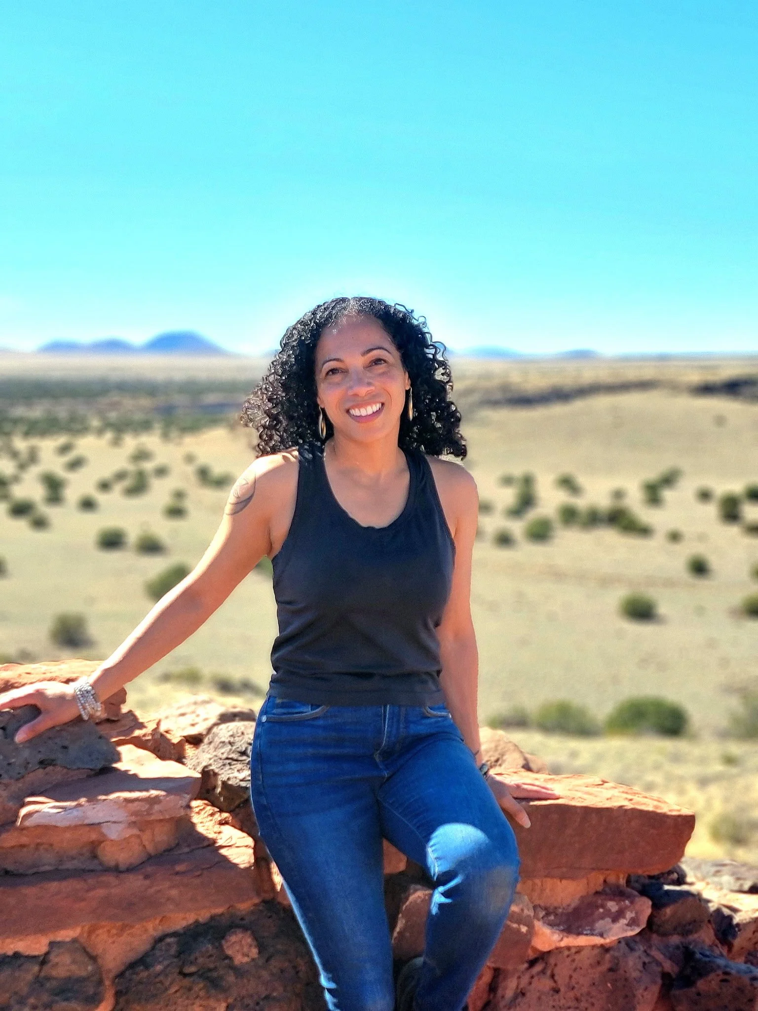 Teacher Training faculty, Simone More Reed in a desert vista.