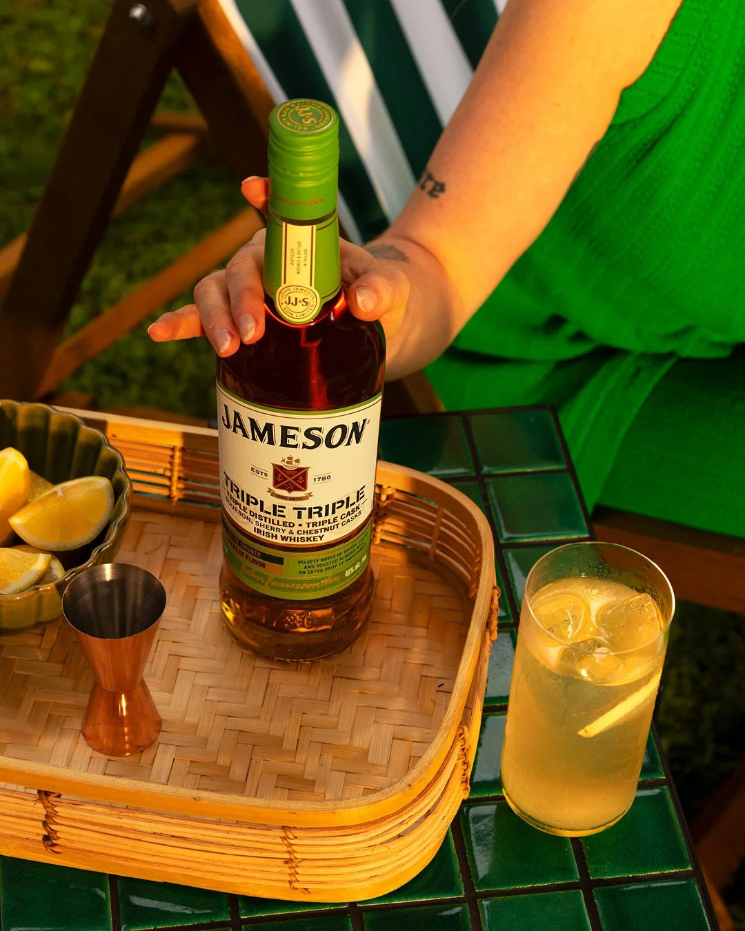 Lifestyle drinks photography featuring Jameson Triple Triple in a modern social setting