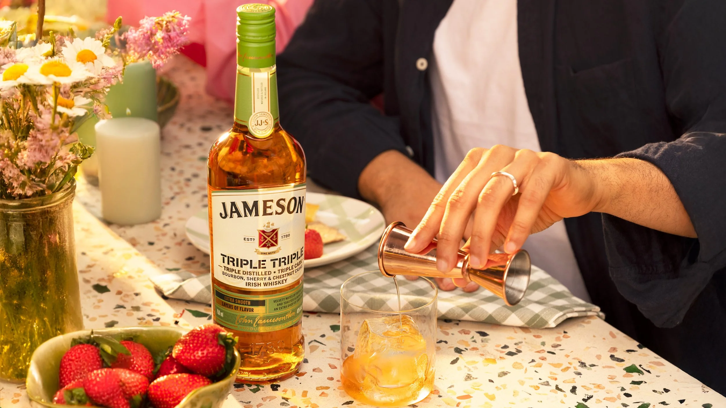 Jameson Whiskey Triple Triple being poured in a lifestyle setting