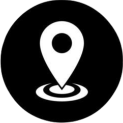 Map pin icon on black background