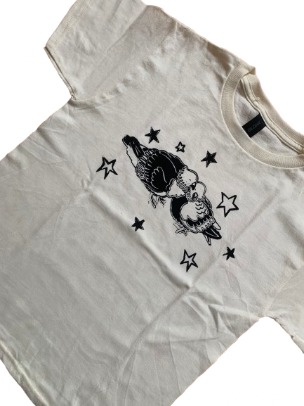 pigeons baby tee in off white!!