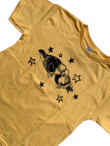 pigeons baby tee in sunshine yellow!!