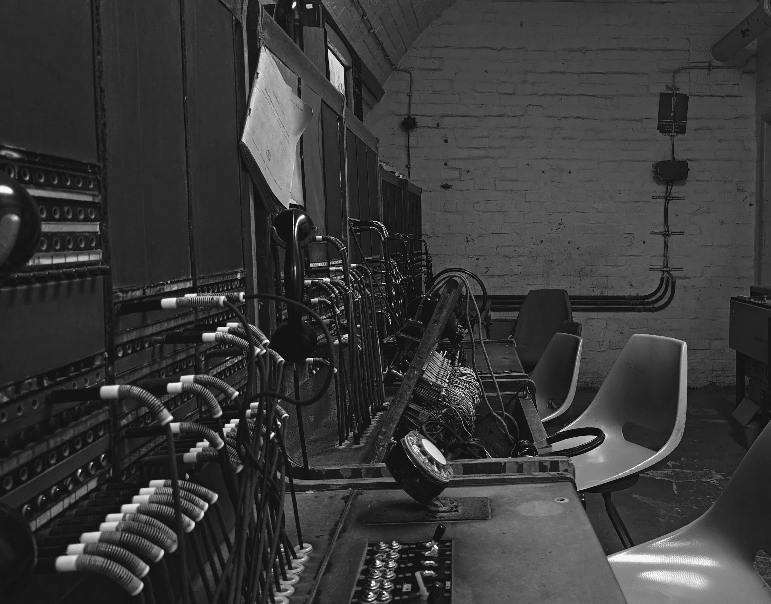 A vintage telecommunication manual switchboard