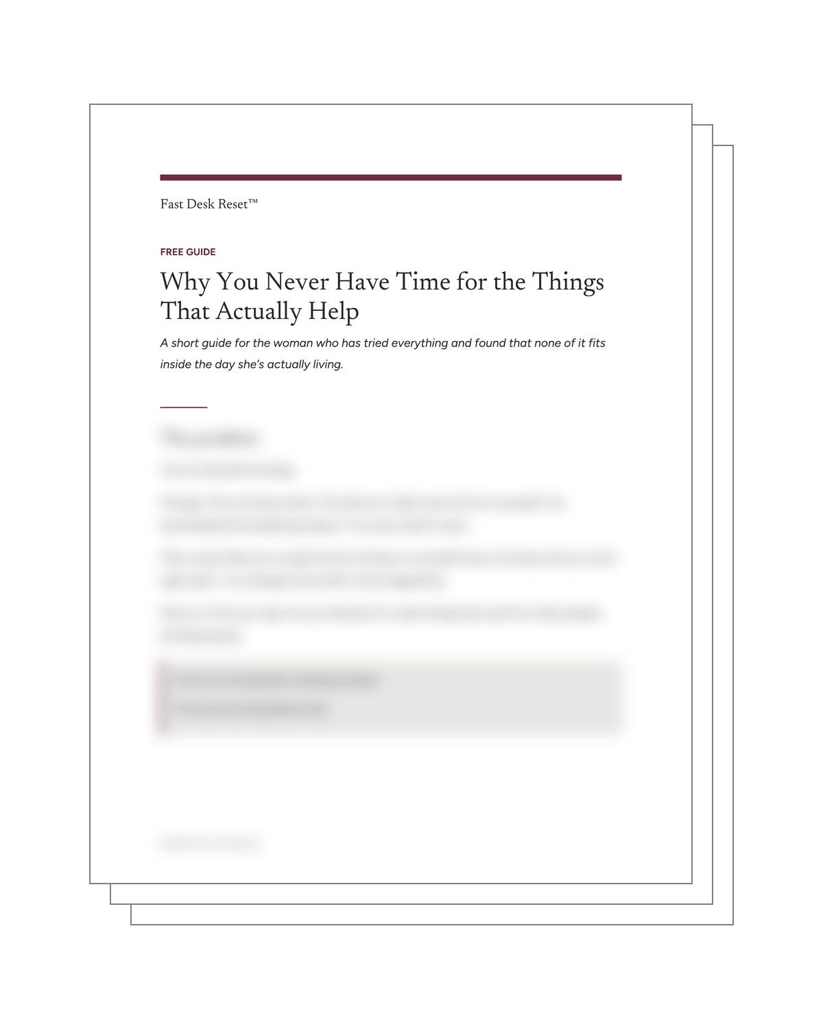 The free guide, Why You Never Have Time for the Things That Actually Help