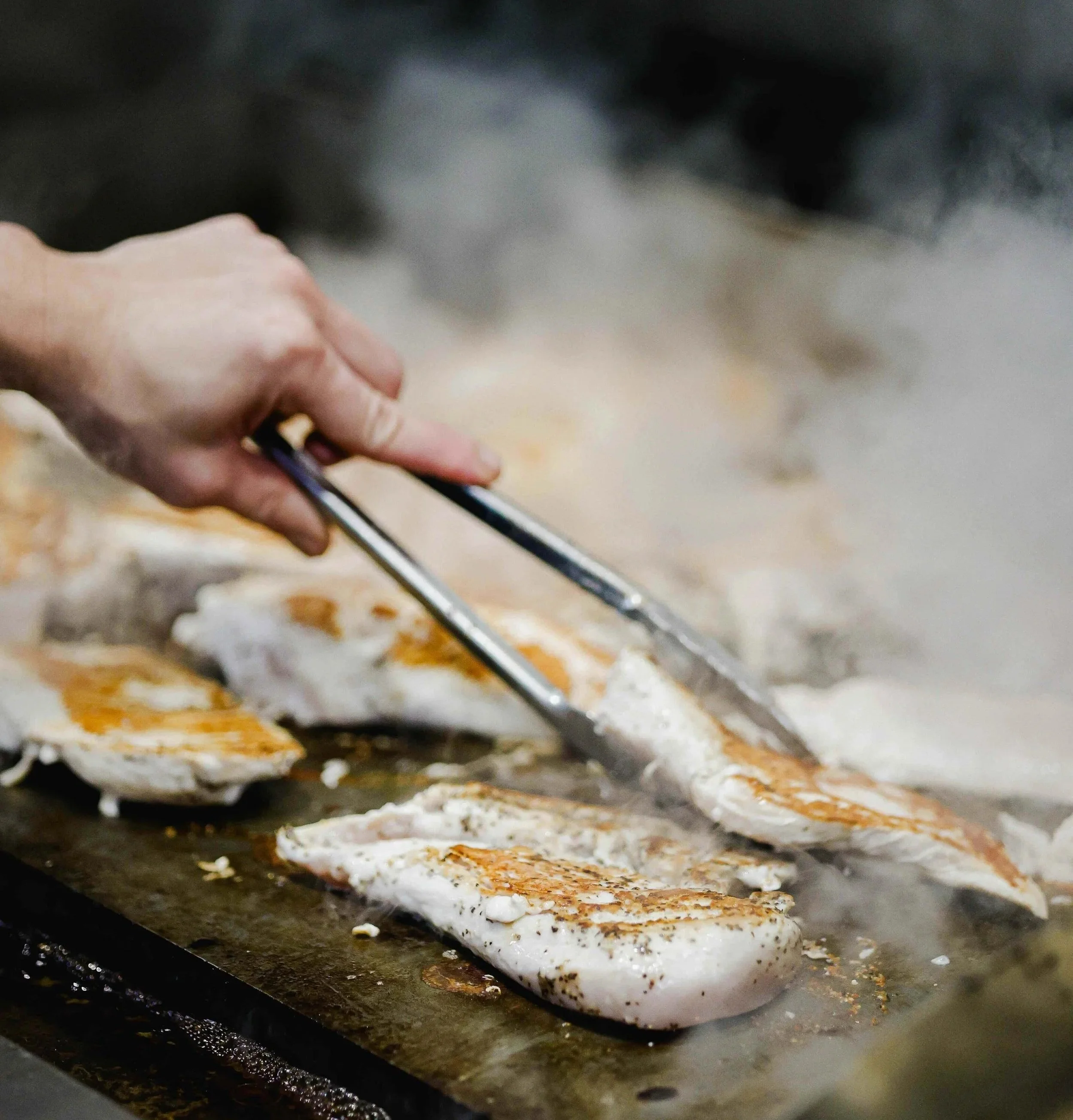 Grilled chicken on the flat-top at DICED Holly Springs