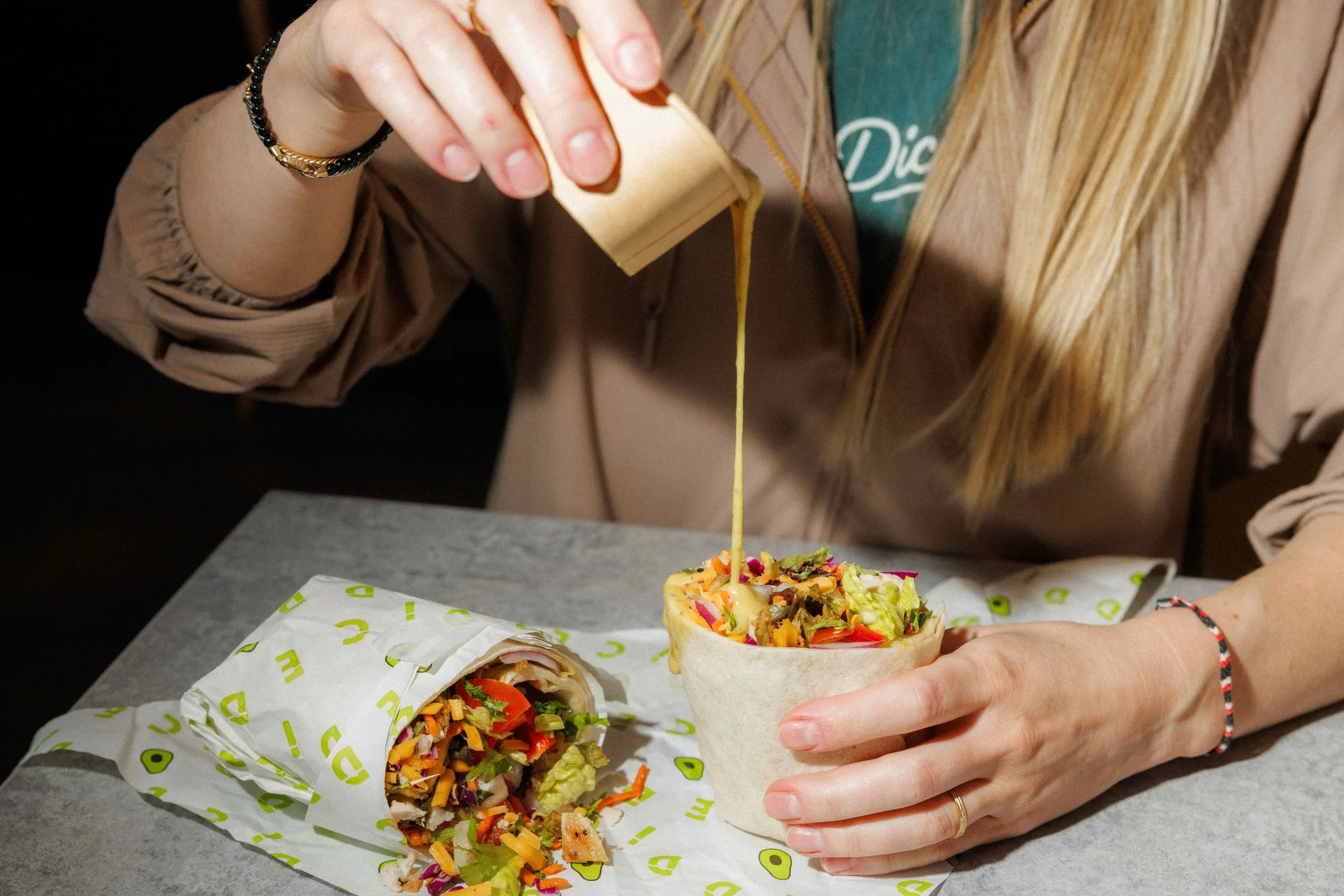 Fresh wrap in a classic tortilla with honey dijon