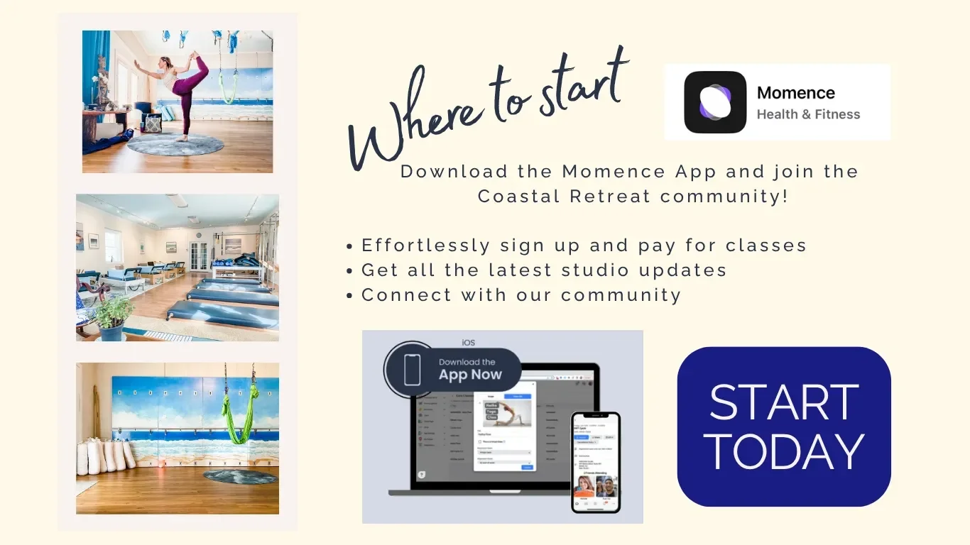 Book Pilates and somatic yoga classes at Coastal Retreat Studios in Easton, MD via the Momence app — easy online scheduling for all classes