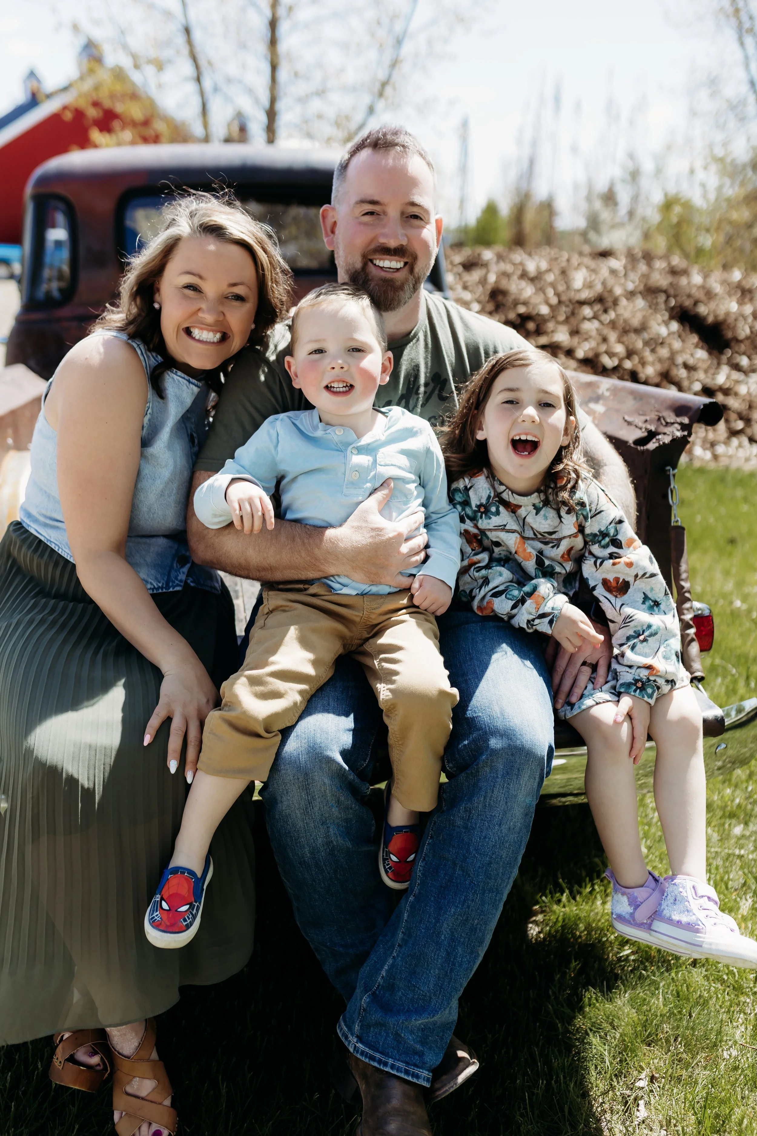 Jac Jones, Okotoks mortgage broker, with her family in Alberta