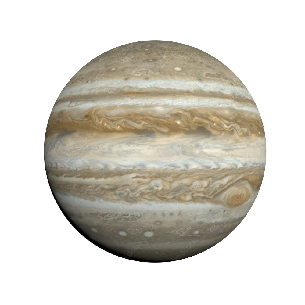 Photograph of the planet Jupiter showing its cloud bands and atmospheric features.