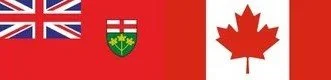A flag combining the Union Jack, the Ontario shield, and a red maple leaf on a red background.