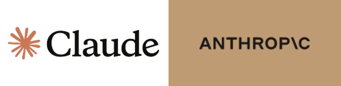 The image shows a logo with the word 'Claude' and an asterisk symbol on the left side, and the word 'ANTHROPIC' on a beige background on the right side.