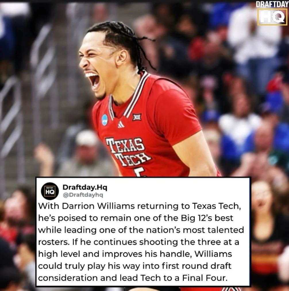 Darrion Williams is set for his biggest season yet, returning to Texas Tech with hopes of leading the Red Raiders back to the Final Four. Williams should be firmly in the NPOY conversation while having his best opportunity to showcase his complete sk
