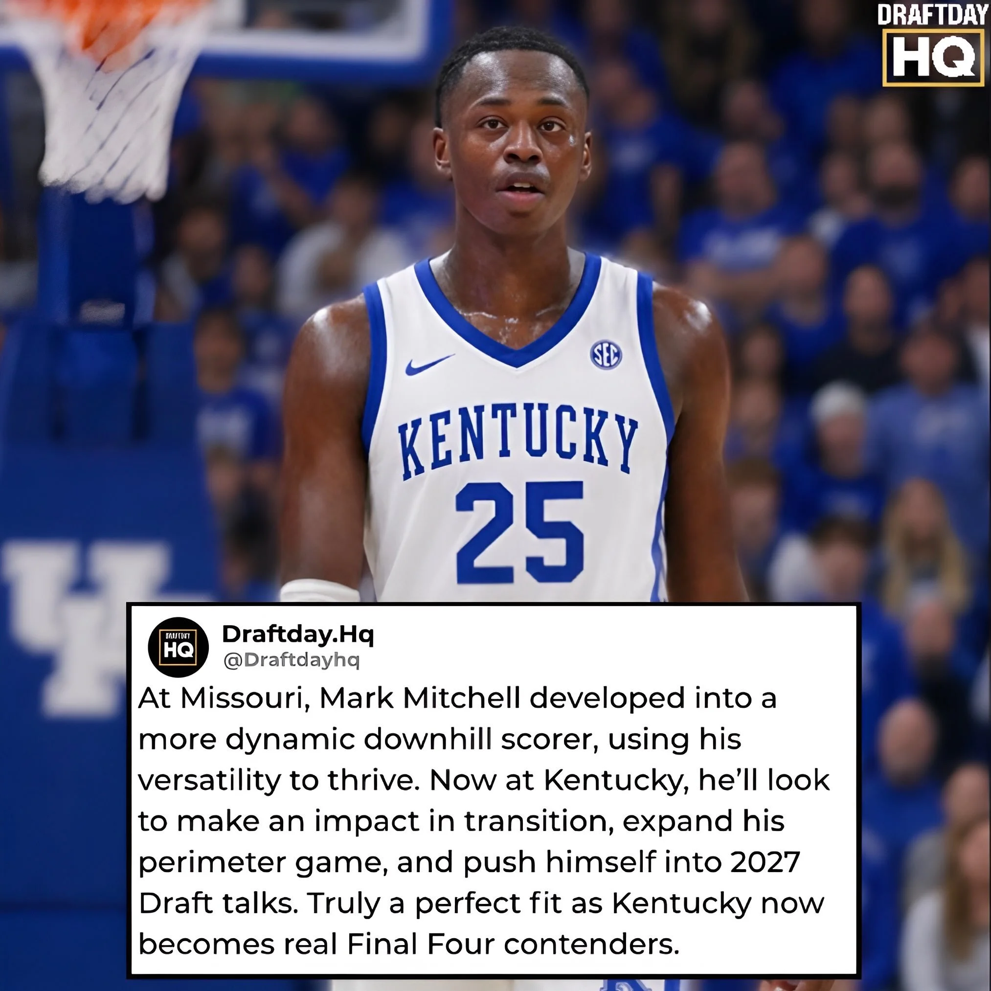 Now with Kentucky, Mark Mitchell will get his best opportunity yet to showcase his skillset and expand a true outside game. Mitchell has shown elite development these last couple seasons and now with the experience he has + being one of the main guys