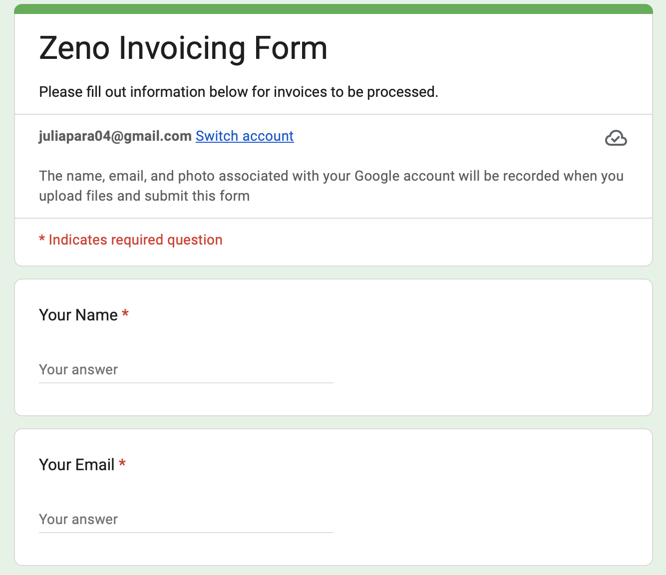 Invoicing Google Form