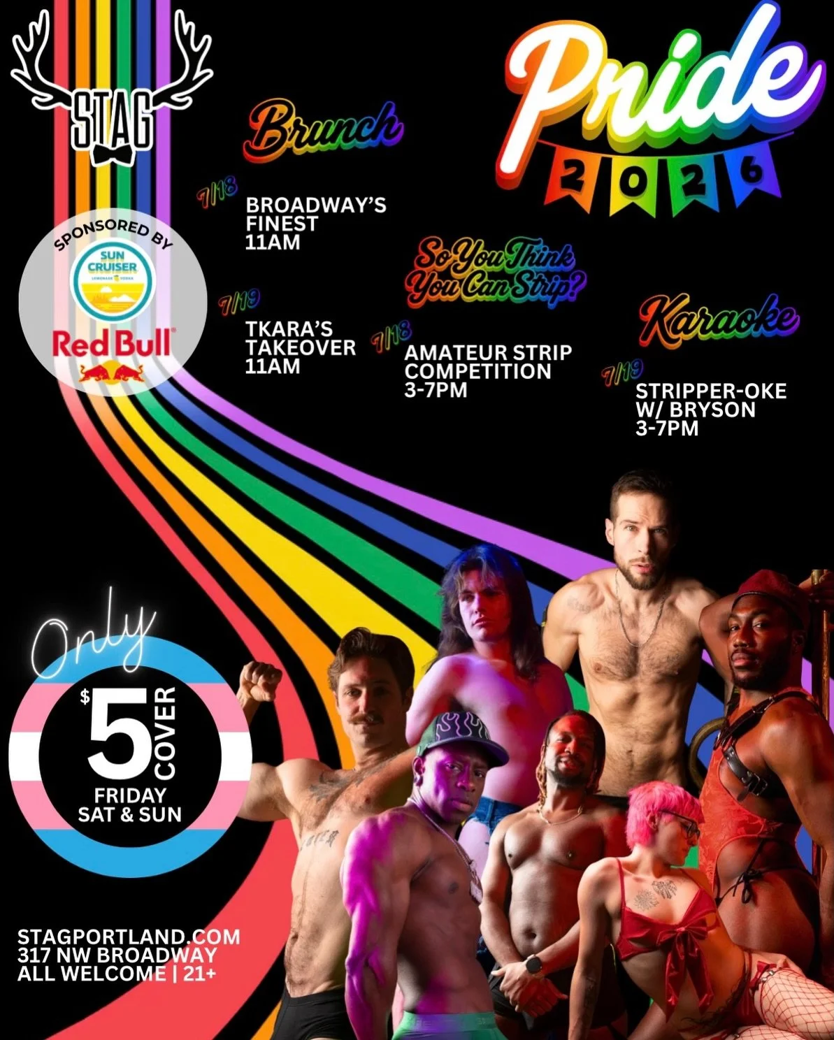 🌈 PORTLAND PRIDE WEEKEND IS ALMOST HERE&hellip; and Stag PDX is ready celebrate with YOU!🦌✨

Whether you&rsquo;re kicking off Pride, fueling up before the parade, or dancing until last call, we&rsquo;ve got something happening all weekend.

👠 SATU
