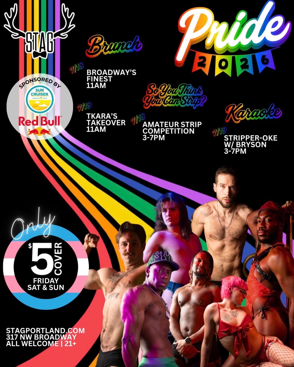 🌈 PORTLAND PRIDE WEEKEND IS ALMOST HERE&hellip; and Stag PDX is ready celebrate with YOU!🦌✨

Whether you&rsquo;re kicking off Pride, fueling up before the parade, or dancing until last call, we&rsquo;ve got something happening all weekend.

👠 SATU