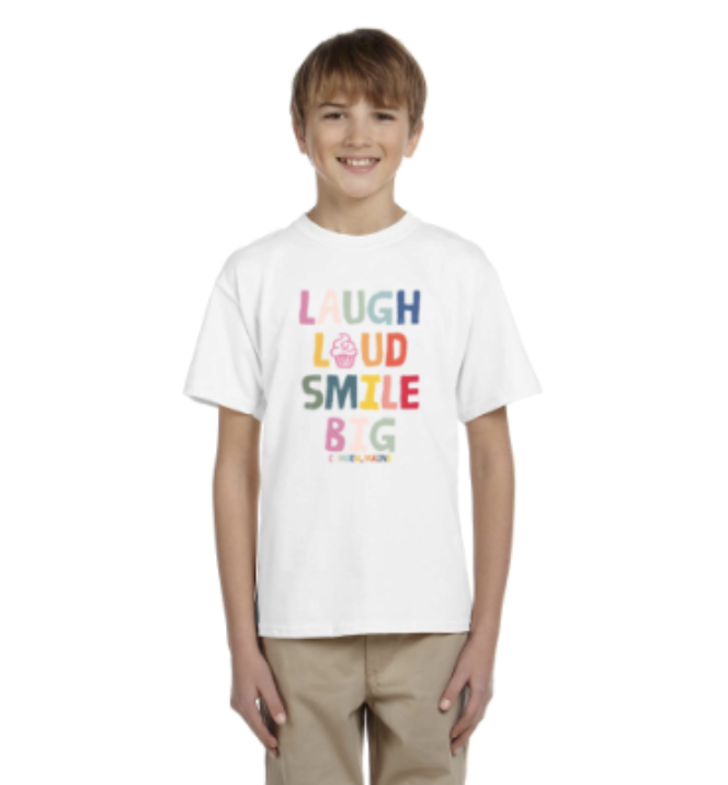 Youth LAUGH LOUD SMILE BIG Tee (White)