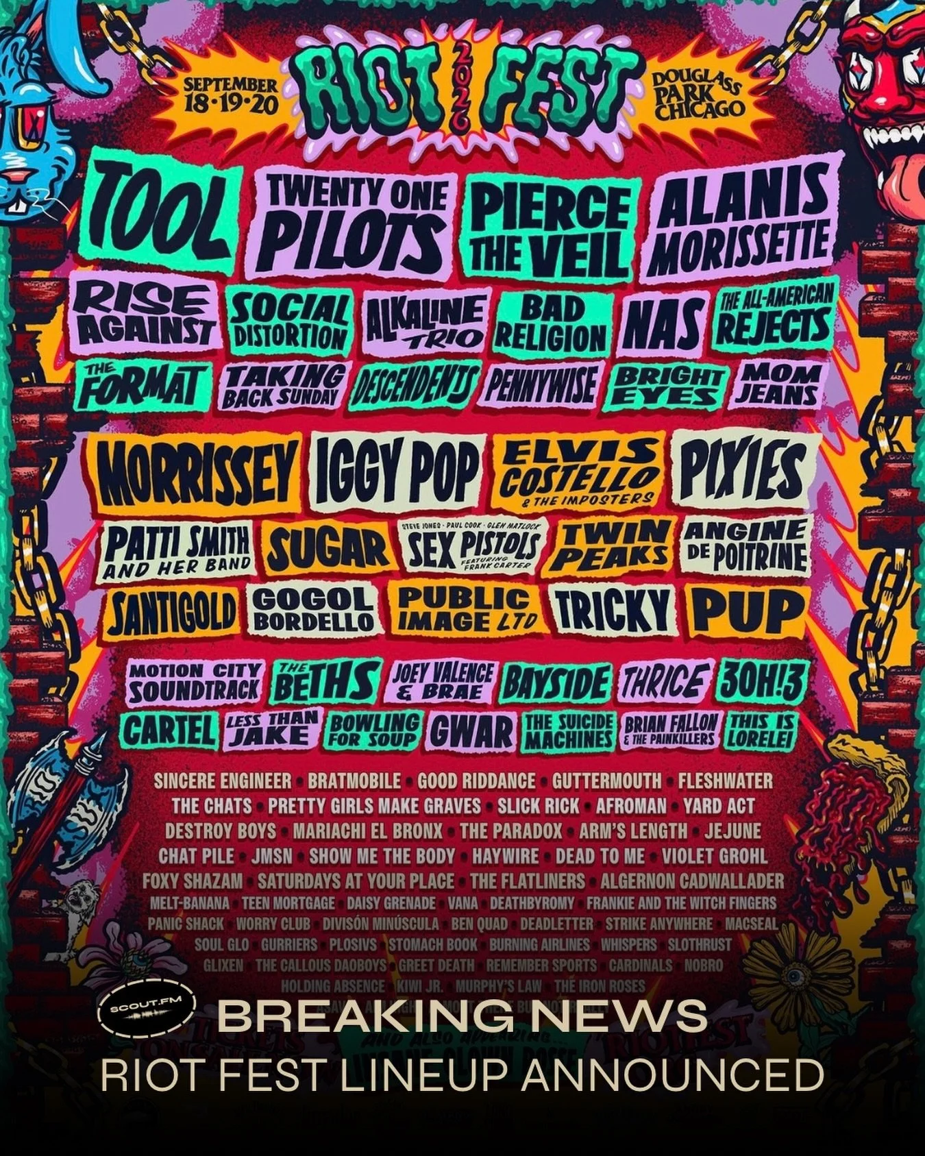 Riot Fest 2026 just dropped and alternative music fans officially won.

One of the biggest weekends for indie rock, pop punk, emo, punk rock, hardcore, and metal is back with a lineup full of legendary bands, reunion sets, and artists you&rsquo;re ab