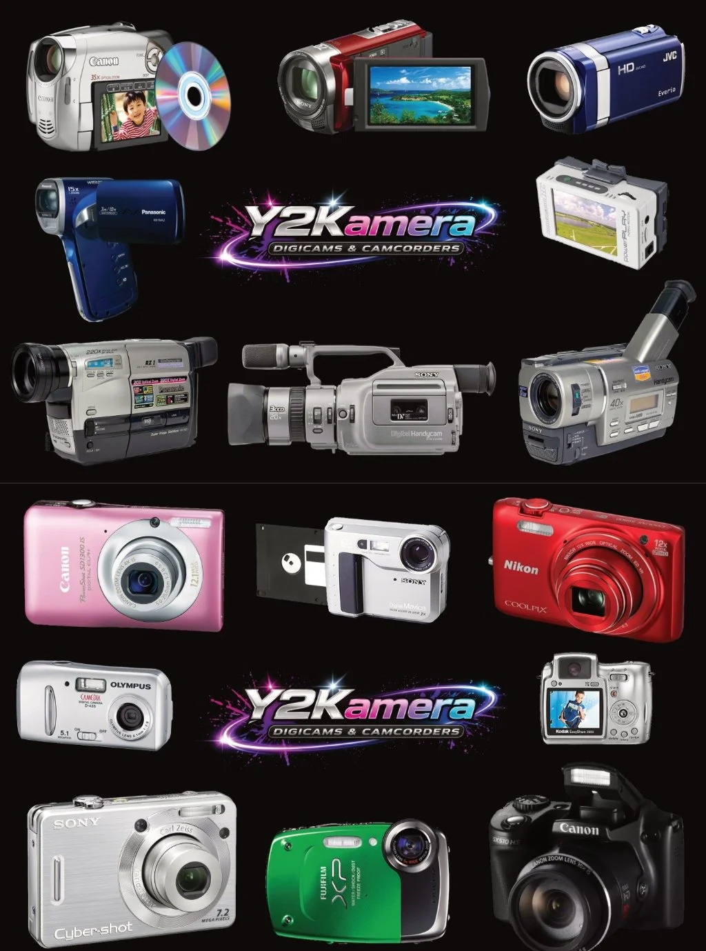 Contact us now for a drop list of our latest items for sale. All Y2K Era cameras, camcorders, digicams and audio devices are restored, tested and working for you to enjoy!