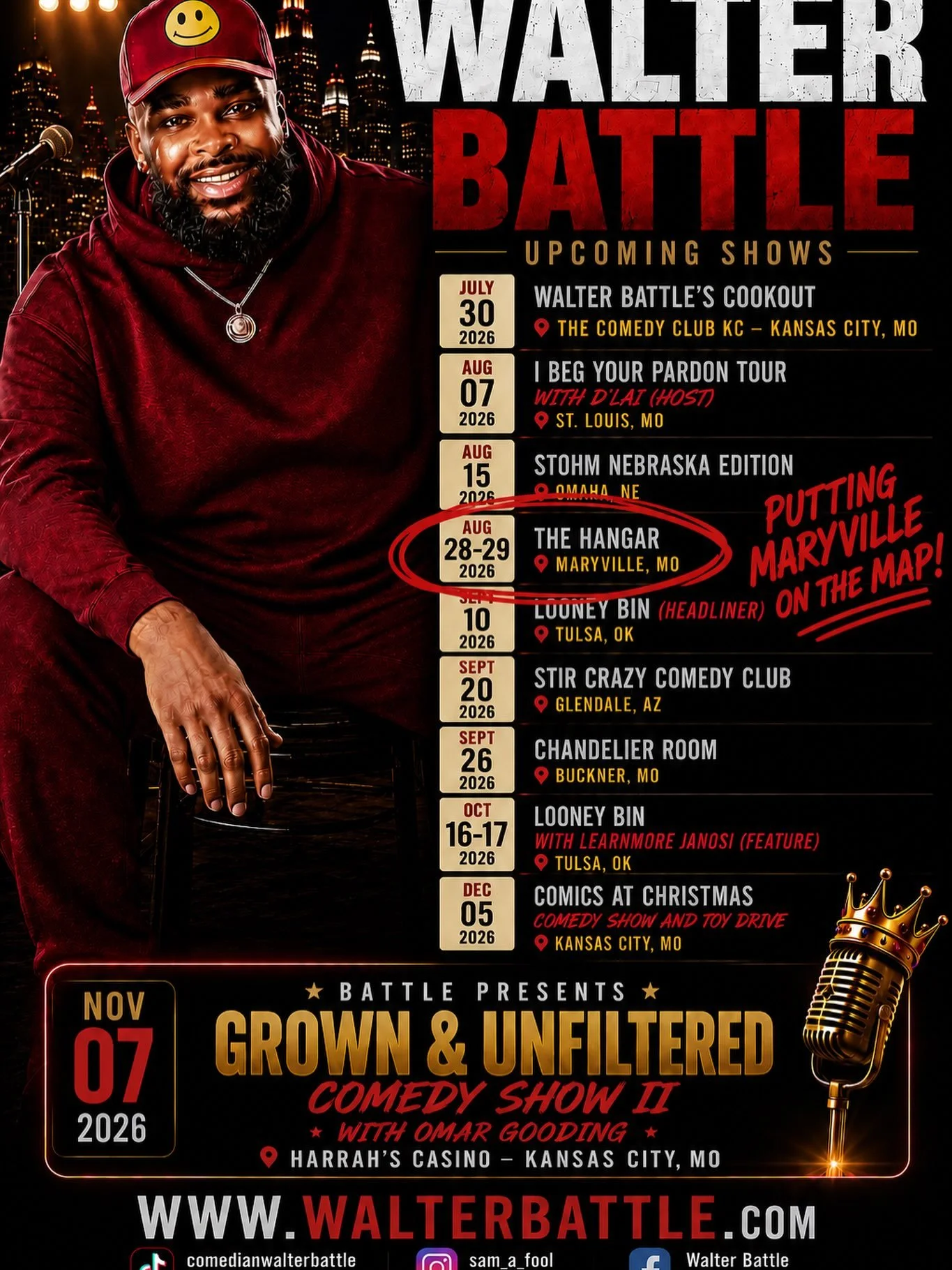 Walter Battle is putting Maryville on the Map this weekend! Ticket link in comments!