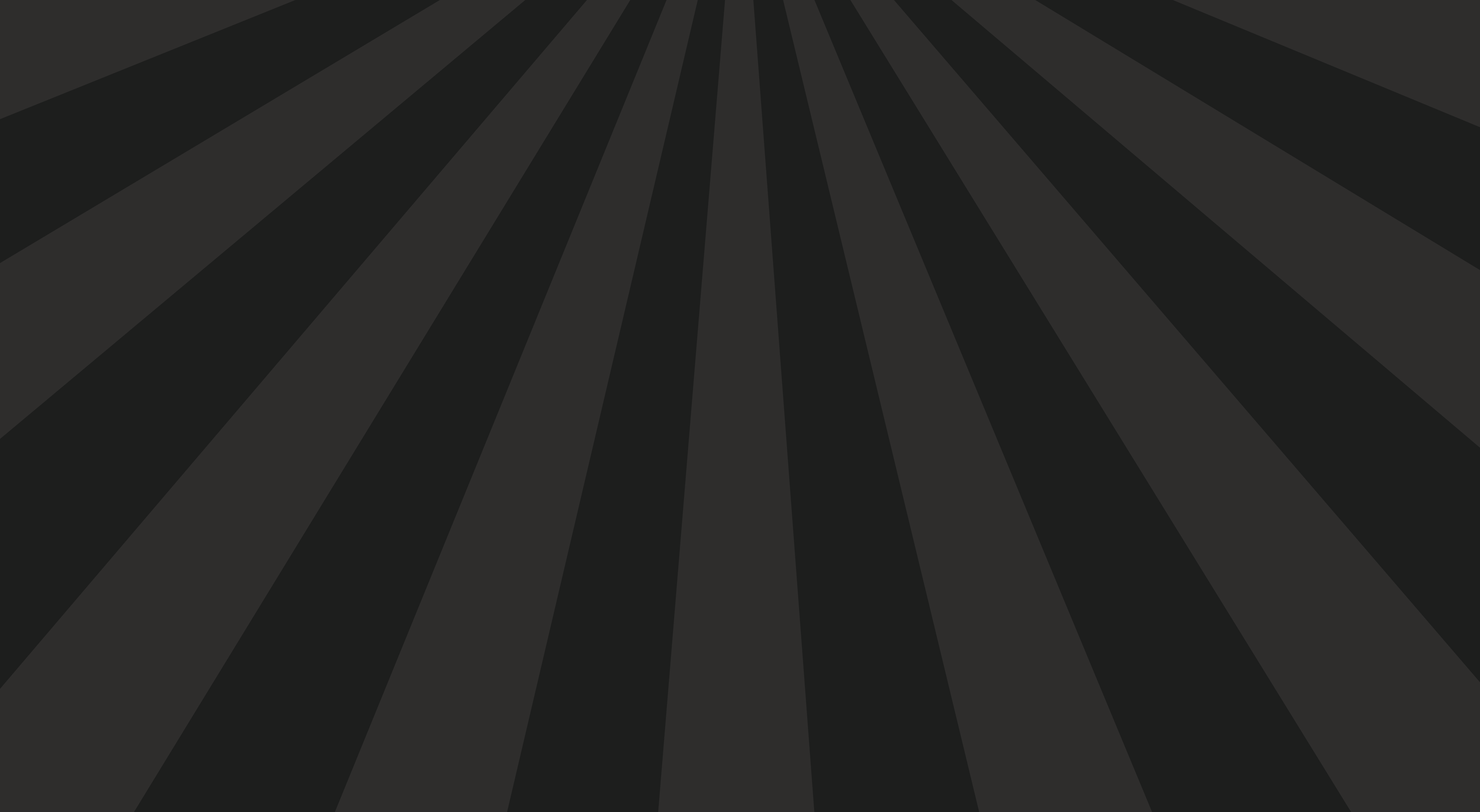 Dark background with diagonal black and dark gray stripes creating a radiating pattern.