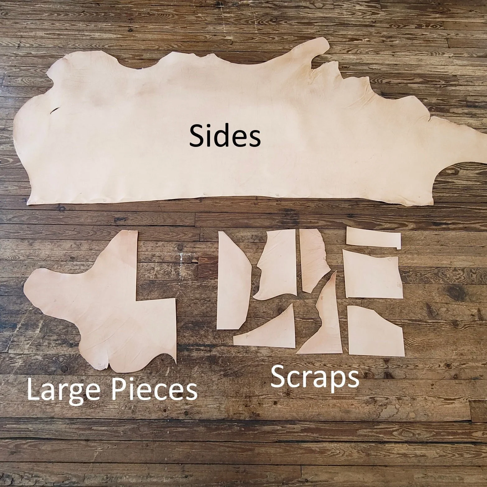 SCRAPS and SIDES of Natural Veg-Tanned Cowhide Leather